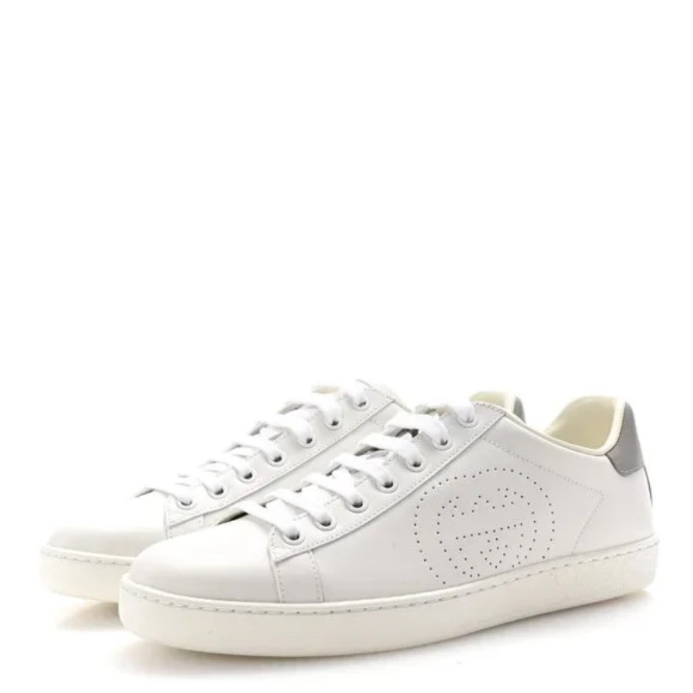 GUCCI Women's Ace GG Interlocking Logo Sneakers White Leather Size 8 NIB 718758